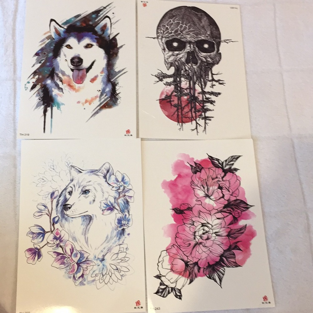 4 LARGE TEMPORARY TATTOOS